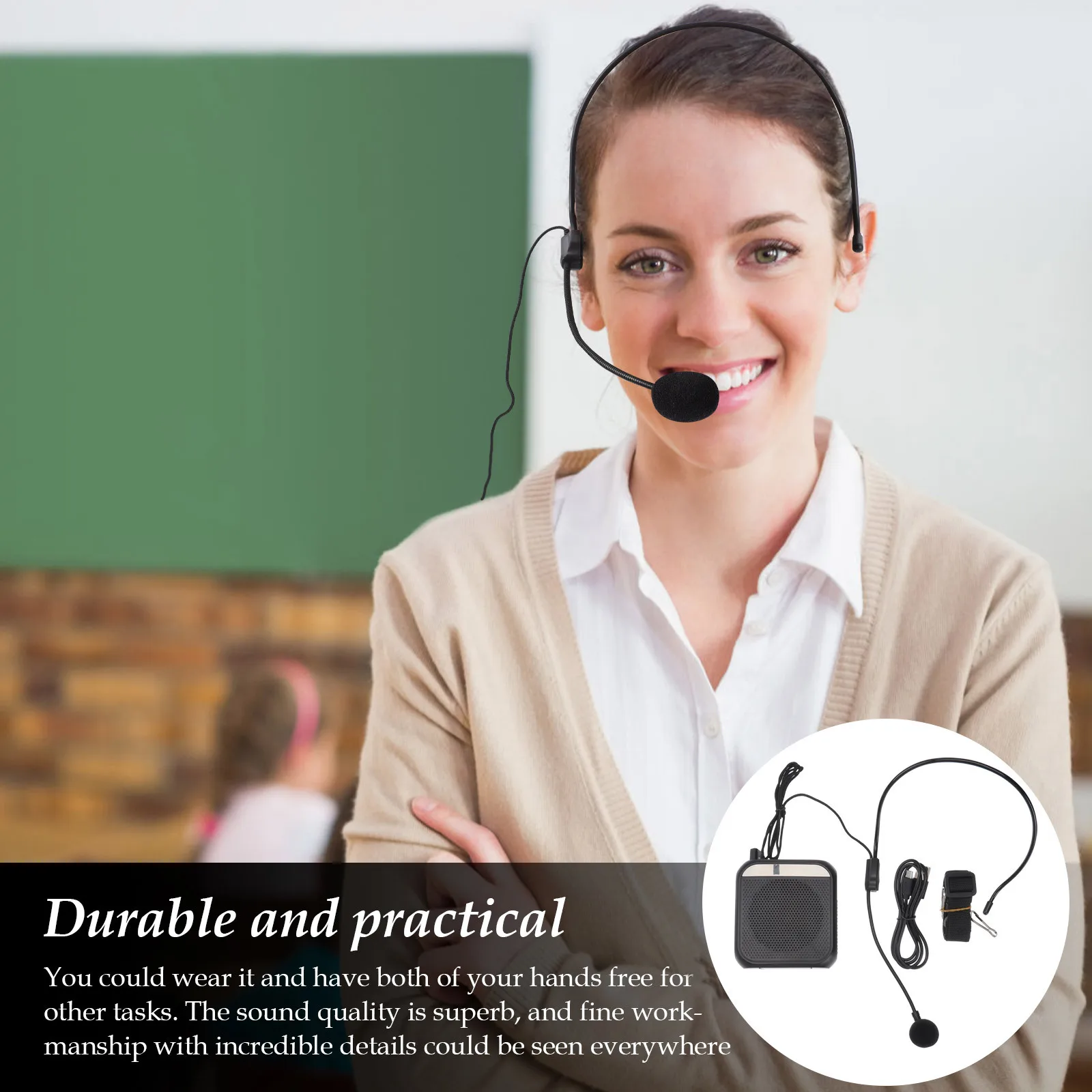 1Pcs Wireless Voice Amplifier Portable Sound Loud Speaker Black Rechargeable 2200mAh Long Time Use for Teaching Speaking
1Pcs Wireless Voice Amplifier Portable Sound Loud Speaker Black Rechargeable 2200mAh Long Time Use for Teaching Speaking