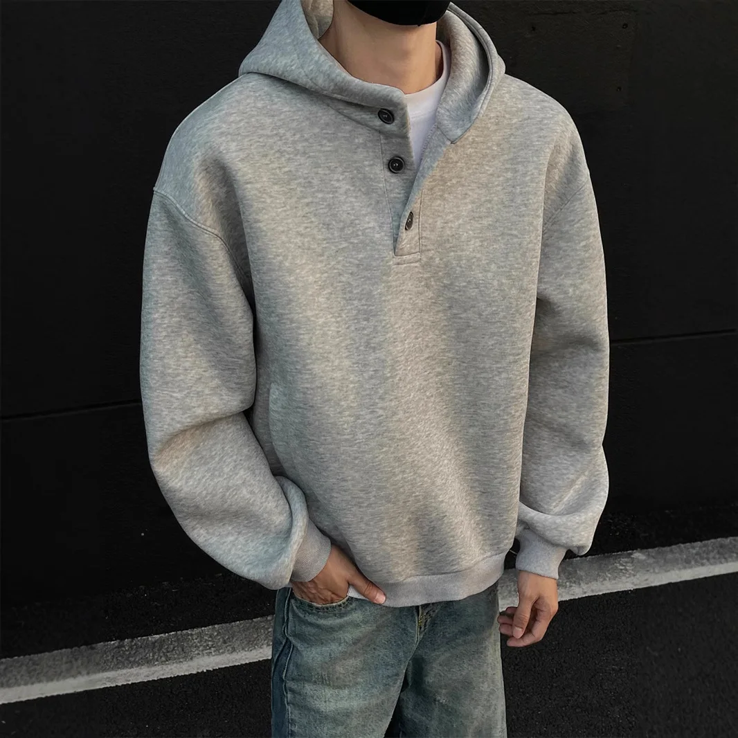 Men's Autumn Winter Button Hooded Sweatshirt High Quality Fashionable Loose Long-Sleeved Pullover
Men's Autumn Winter Button Hooded Sweatshirt High Quality Fashionable Loose Long-Sleeved Pullover