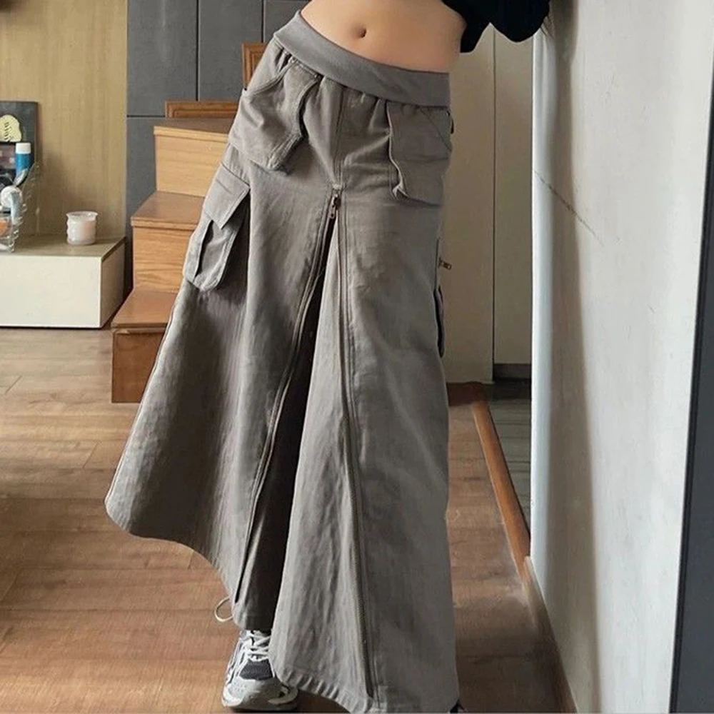 workwear, half skirt, women's spring and autumn design, niche A-line mid length skirt, high waist pocket, chic casual skirt
workwear, half skirt, women's spring and autumn design, niche A-line mid length skirt, high waist pocket, chic casual skirt