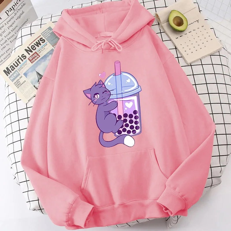 New Cat Boba Tea Pattern Print Hoodies For Women Fashion Casual Sports Sweatshirts Ladies Pullovers Tops
New Cat Boba Tea Pattern Print Hoodies For Women Fashion Casual Sports Sweatshirts Ladies Pullovers Tops