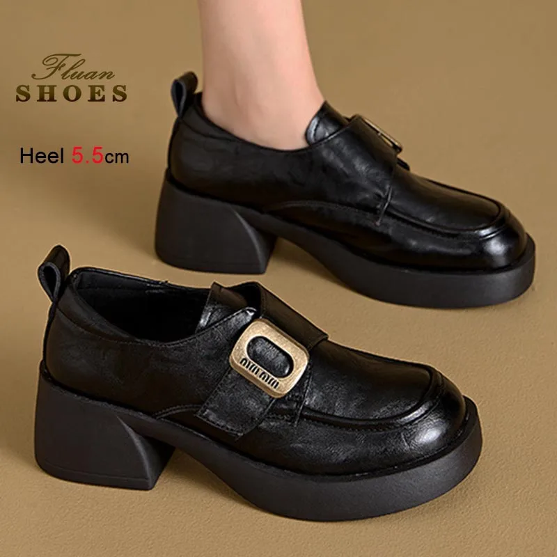 2025 Autumn British Style Women Genuine Leather Loafers 5.5CM Platform Coarse Heel Single Shoes Fashion Deep Mouth Casual Shoes
2025 Autumn British Style Women Genuine Leather Loafers 5.5CM Platform Coarse Heel Single Shoes Fashion Deep Mouth Casual Shoes