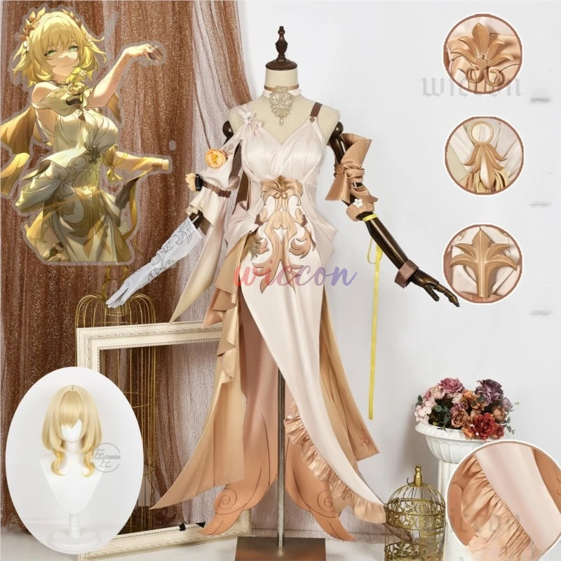 Honkai Star Rail Aglaea Cosplay Costume Wig Dress Headwear Rings Amphoreus The Goldweaver Halloween Party Women Props Carnival
Honkai Star Rail Aglaea Cosplay Costume Wig Dress Headwear Rings Amphoreus The Goldweaver Halloween Party Women Props Carnival