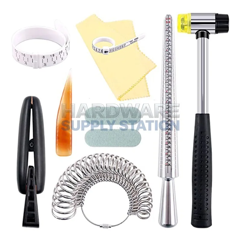 10 piece jewelry ring toolkit for measuring, polishing, repairing, and multi effect finger circumference size screening
10 piece jewelry ring toolkit for measuring, polishing, repairing, and multi effect finger circumference size screening