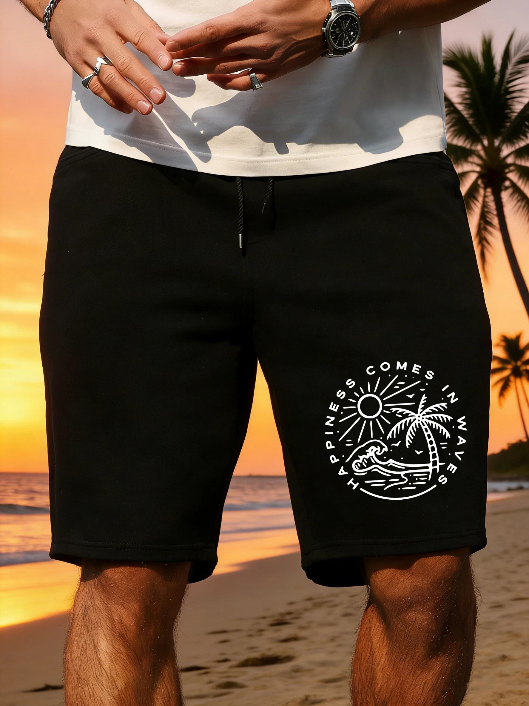 Happiness Comes In Waves Pattern Men'S Shorts Summer Swimming Trunks Drawstring Elasticity Short Pants Gym Wide Leg Pant
Happiness Comes In Waves Pattern Men'S Shorts Summer Swimming Trunks Drawstring Elasticity Short Pants Gym Wide Leg Pant