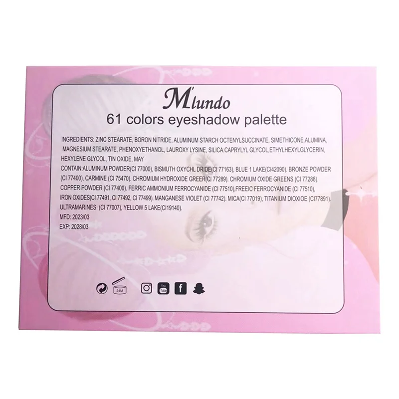 61 Colors Eyeshadow Palette Blue Pink Color Pearly Matte Glitter Eyeshadow Palette Shiny Eye Shadow
61 Colors Eyeshadow Palette Blue Pink Color Pearly Matte Glitter Eyeshadow Palette Shiny Eye Shadow