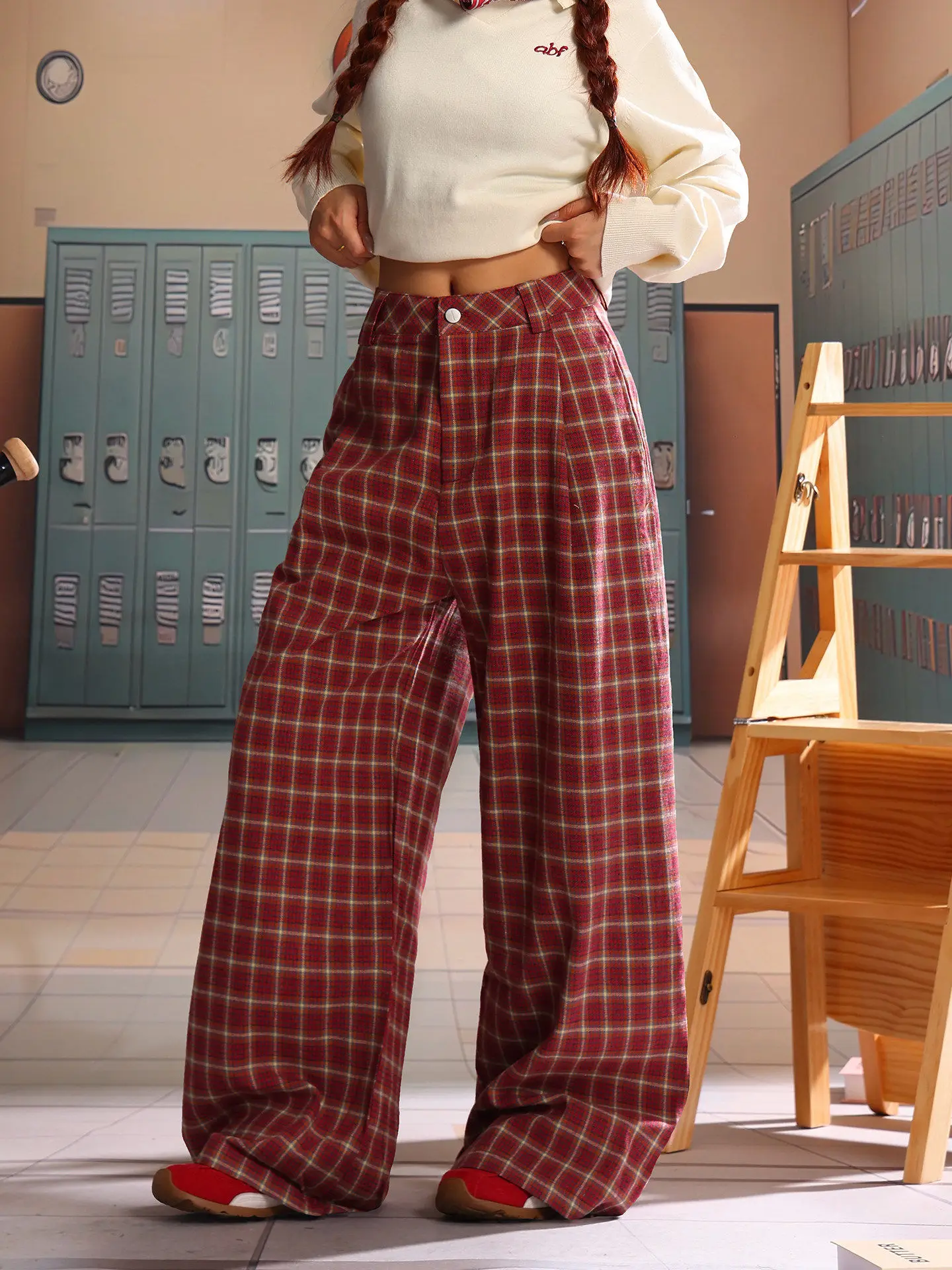Light Blue American Plaid Wide Leg Pants Women Early Spring New Retro Loose Slim Straight Casual Cotton Trousers
Light Blue American Plaid Wide Leg Pants Women Early Spring New Retro Loose Slim Straight Casual Cotton Trousers
