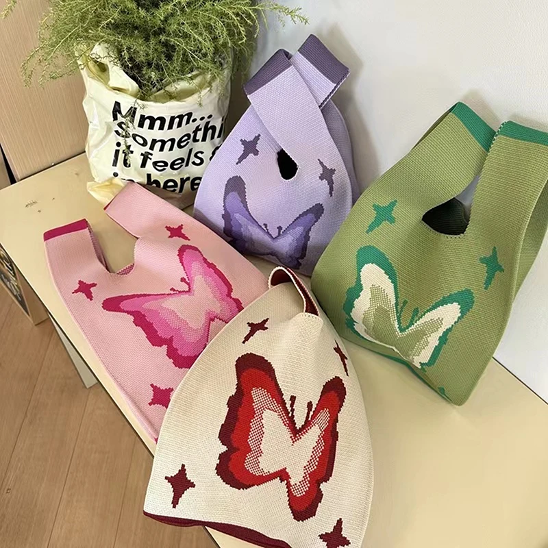 Women Knot Wrist Bag Portable Butterfly Knitted Tote Bags Phone Key Pouch Trend Travel Handbag Shopping Bags
Women Knot Wrist Bag Portable Butterfly Knitted Tote Bags Phone Key Pouch Trend Travel Handbag Shopping Bags