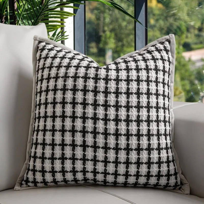 Light Luxury Pillow Cases Black and White Waffle Check Jacquard Pillow Cover 45X45CM Quality Vintage Decorative Pillows for Sofa
Light Luxury Pillow Cases Black and White Waffle Check Jacquard Pillow Cover 45X45CM Quality Vintage Decorative Pillows for Sofa
