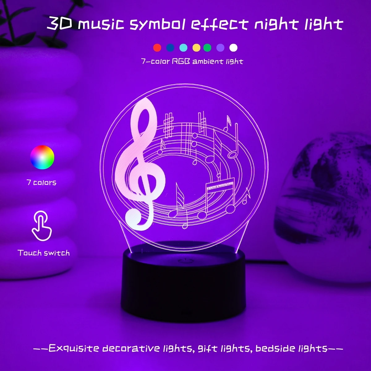 3D светодиодный ночник в стиле музыкальной ноты - питание от USB, идеальный подарок для любителей музыки для украшения стола и спальни.
3D светодиодный ночник в стиле музыкальной ноты - питание от USB, идеальный подарок для любителей музыки для украшения стола и спальни.