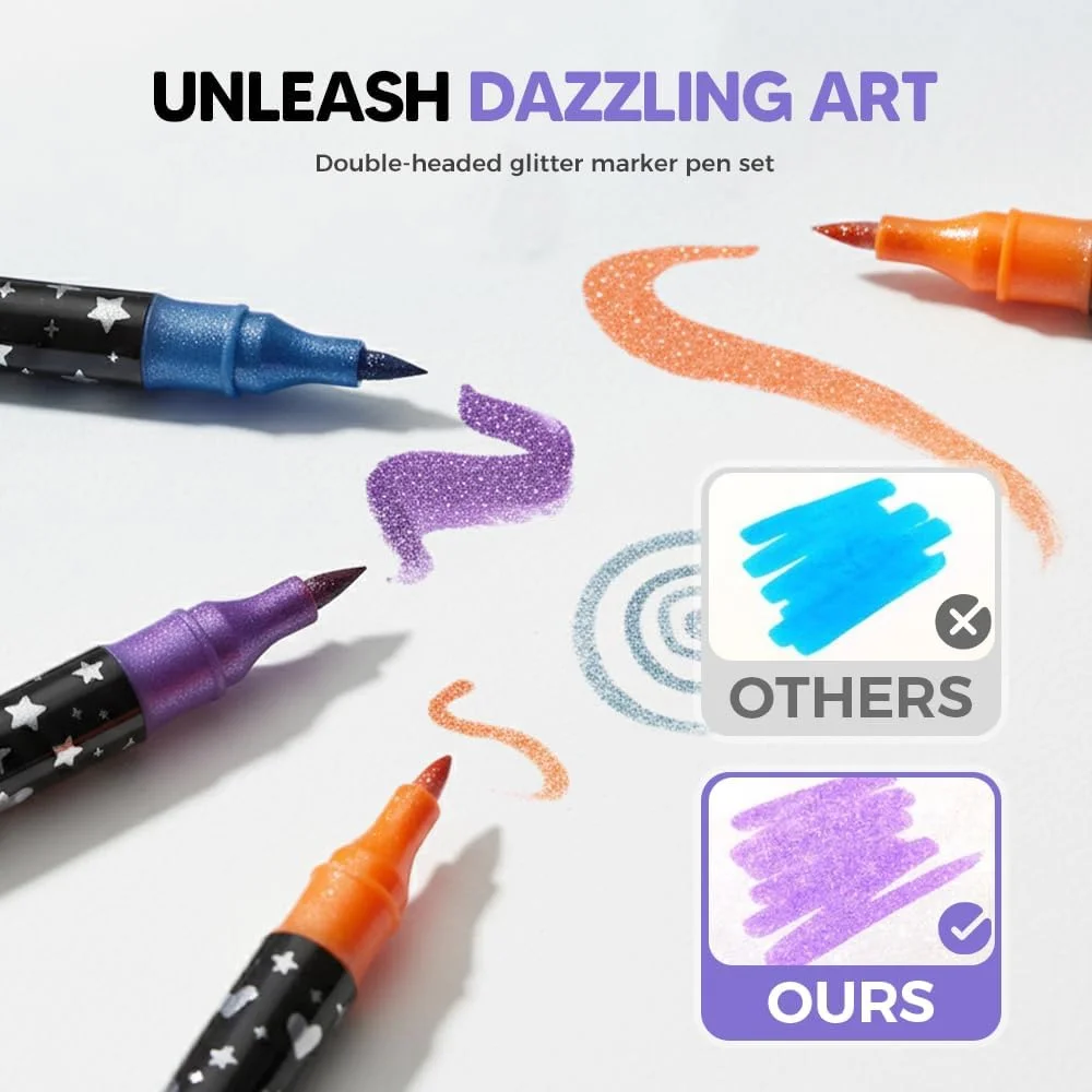 Glitter Paint Pens,Shimmer Markers for Cards, DIY Crafts, Doodle,Glitter Markers
Glitter Paint Pens,Shimmer Markers for Cards, DIY Crafts, Doodle,Glitter Markers