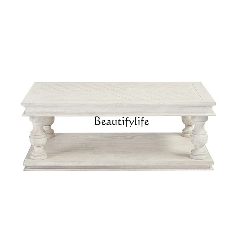 French retro old solid wood coffee table American simple pastoral square coffee table
French retro old solid wood coffee table American simple pastoral square coffee table