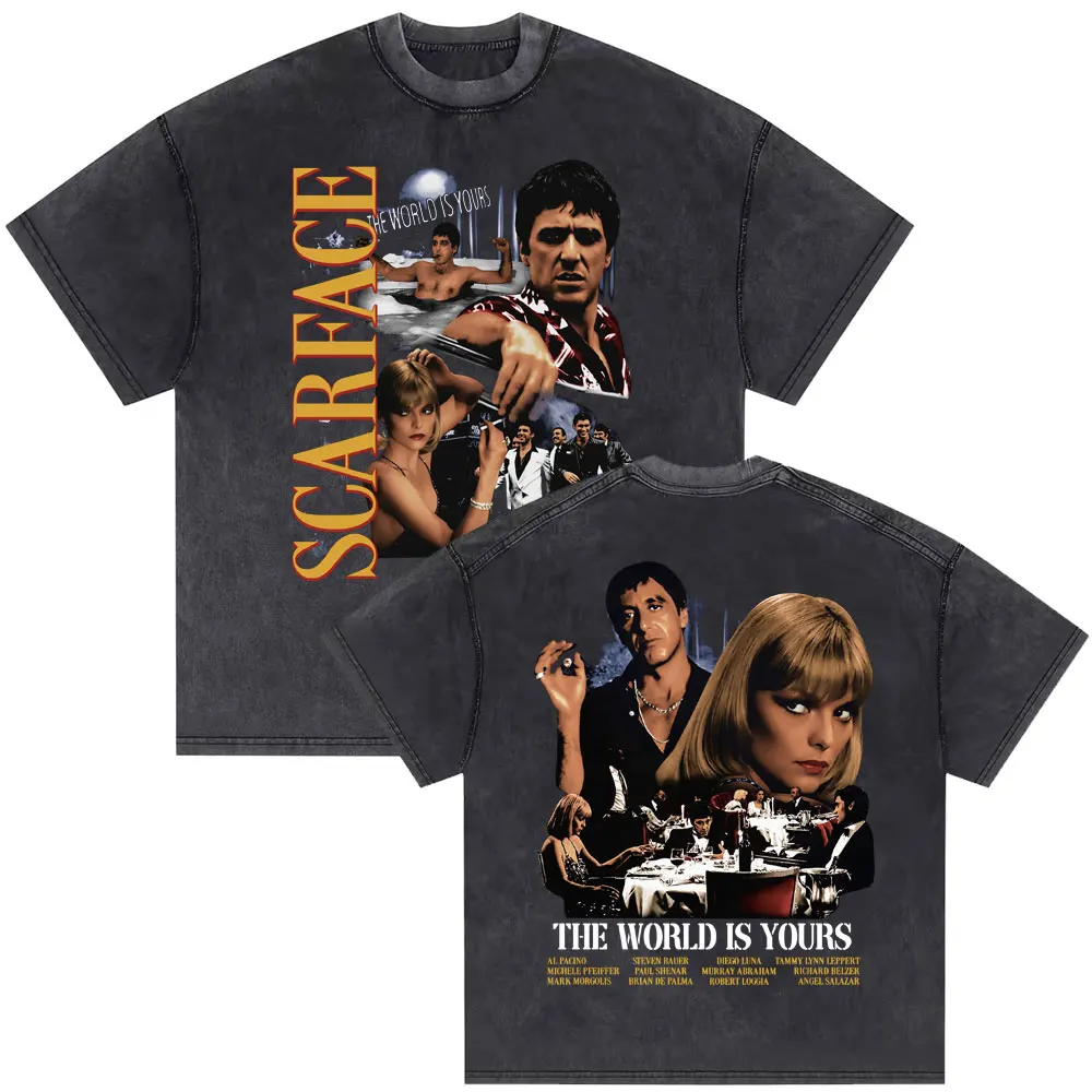 Washed Vintage Movie Scarface Al Pacino As Tony Montana The World Is Yours T Shirts Male Oversized Streetwear Men Casual Tshirt
Washed Vintage Movie Scarface Al Pacino As Tony Montana The World Is Yours T Shirts Male Oversized Streetwear Men Casual Tshirt