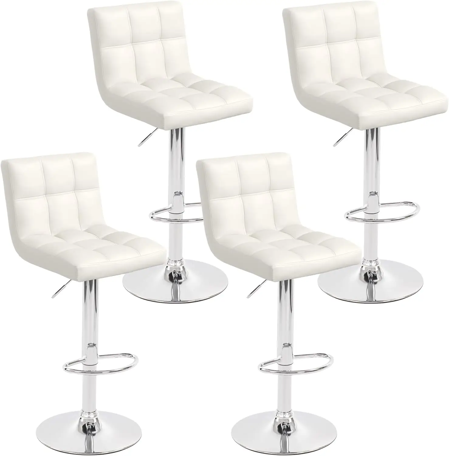Modern Counter Height Bar Stools Set of 4, Armless Adjustable Swivel Square Bar Chairs Kitchen Barstools with PU Leather and Large Base for Dining Room/Island(White)
Modern Counter Height Bar Stools Set of 4, Armless Adjustable Swivel Square Bar Chairs Kitchen Barstools with PU Leather and Large Base for Dining Room/Island(White)