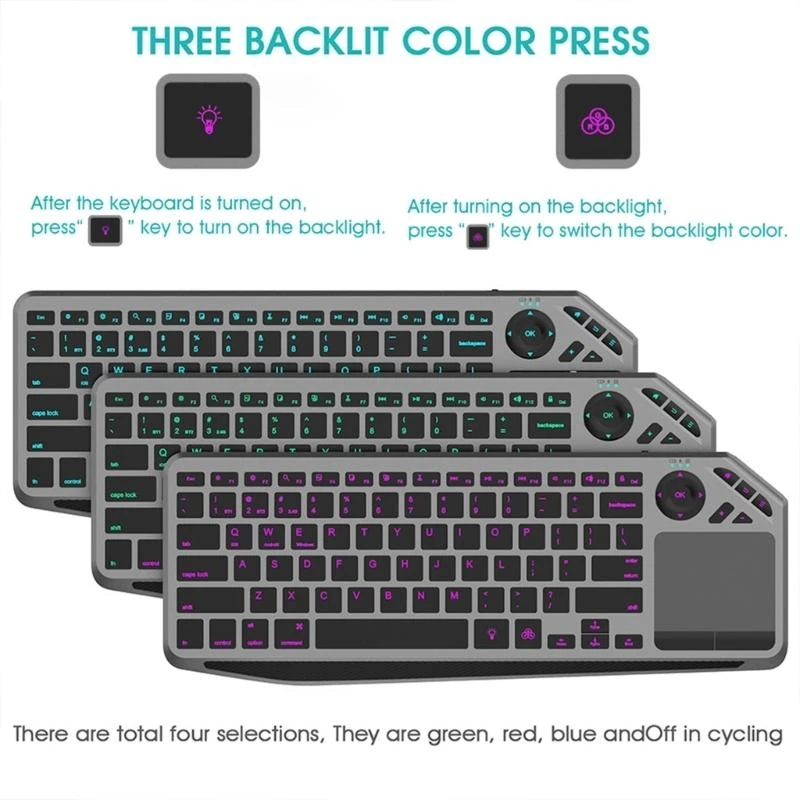 2Mode Wireless Multimedia Keyboards with Touchpad Mouse Bluetooth-compatible with 2.4G Wireless Keyboards
2Mode Wireless Multimedia Keyboards with Touchpad Mouse Bluetooth-compatible with 2.4G Wireless Keyboards