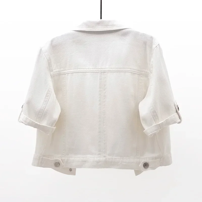 Fashion White Denim Jacket Women Spring Summer Thin Slim Short Cowboy Outerwear Half Sleeve Big Pocket Jeans Jacket Coat Female
Fashion White Denim Jacket Women Spring Summer Thin Slim Short Cowboy Outerwear Half Sleeve Big Pocket Jeans Jacket Coat Female