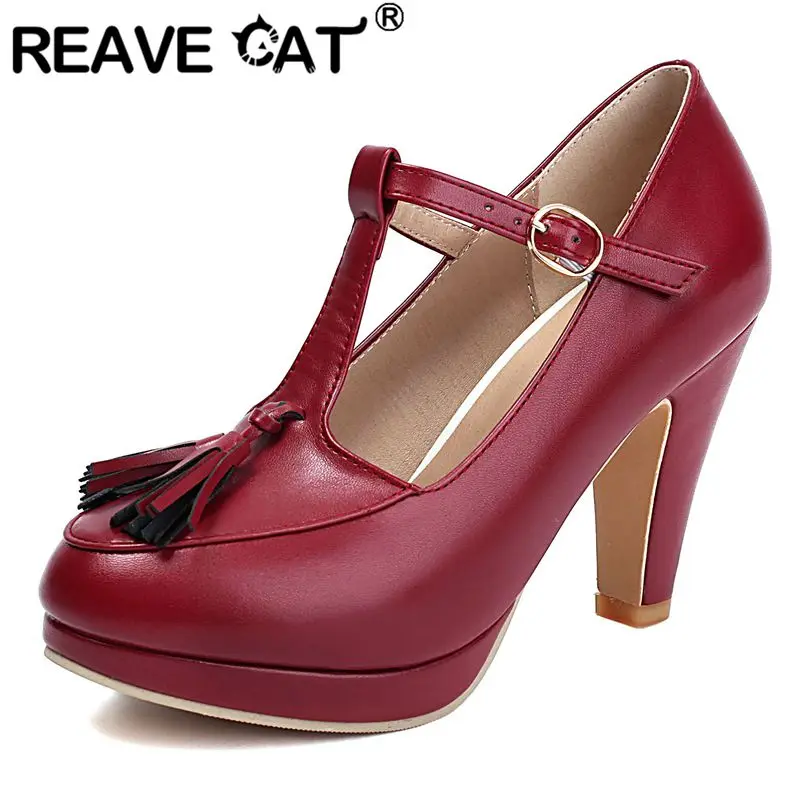 REAVE CAT Модные женские туфли-лодочки с круглым носком на массивном каблуке 9 см, платформа 1,5 см, пряжка, Т-образный ремешок, кисточки, большие размеры 46 47 48 Сексуальная обувь
REAVE CAT Модные женские туфли-лодочки с круглым носком на массивном каблуке 9 см, платформа 1,5 см, пряжка, Т-образный ремешок, кисточки, большие размеры 46 47 48 Сексуальная обувь