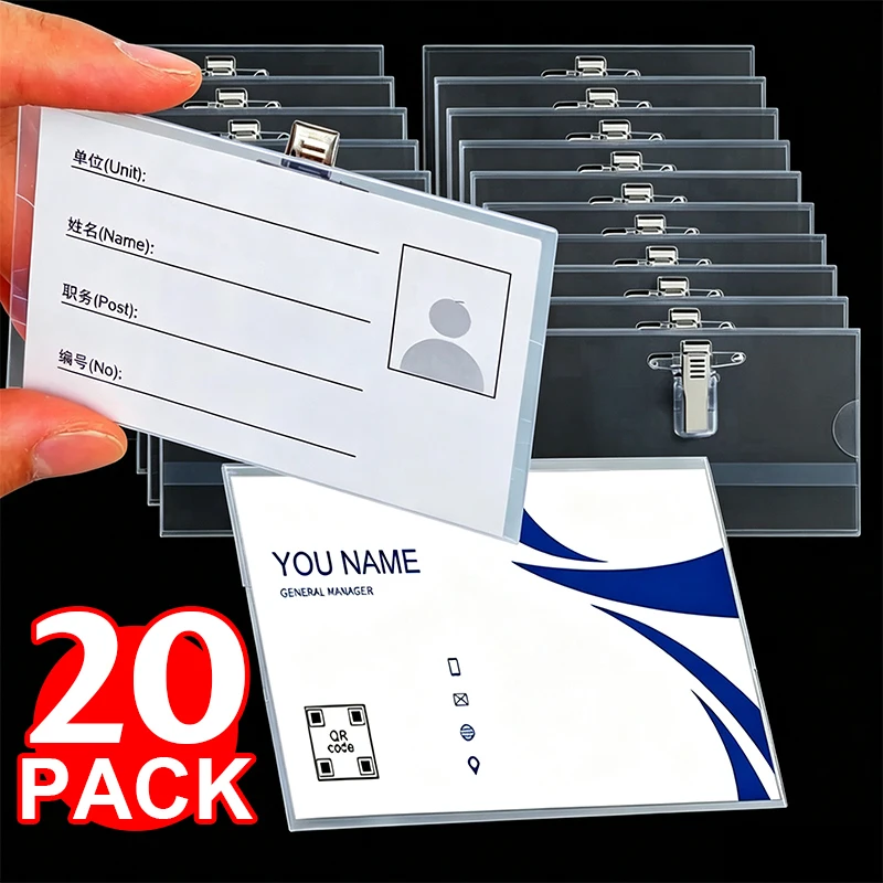 1-20pcs Transparent Card Holder with Clip Brooch Tag Badge ID Card Holder Safety Pin Clip for Office Employees Name Pass Tags
1-20pcs Transparent Card Holder with Clip Brooch Tag Badge ID Card Holder Safety Pin Clip for Office Employees Name Pass Tags