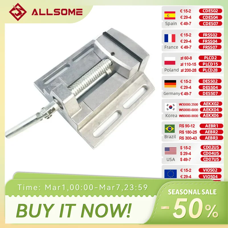 ALLSOME BG-6258 Aluminum Drill Press Vise Flat Pliers Mini Drill Chuck Multi Tool Manual Clamp HT2836
ALLSOME BG-6258 Aluminum Drill Press Vise Flat Pliers Mini Drill Chuck Multi Tool Manual Clamp HT2836