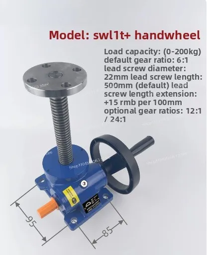 Manual Screw Jack Lift Platform 1T/2.5T, Handwheel Worm Gear Shaft Ring Reducer for SWL Heavy Duty Lifting
Manual Screw Jack Lift Platform 1T/2.5T, Handwheel Worm Gear Shaft Ring Reducer for SWL Heavy Duty Lifting
