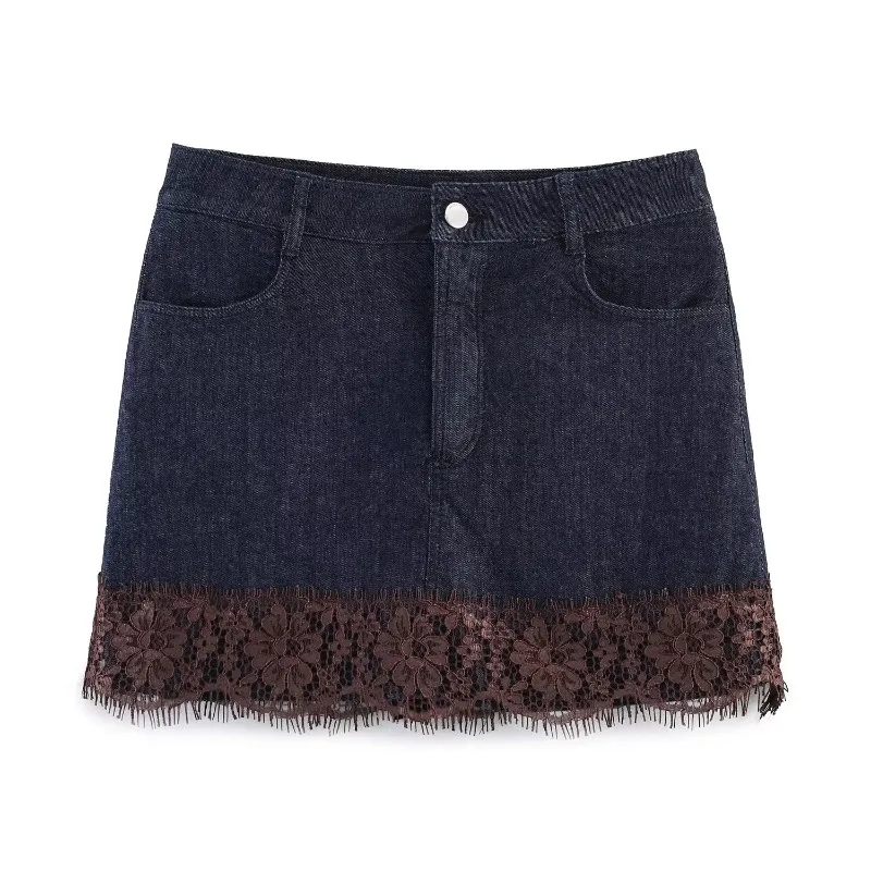 ZHIO Women Fashion Denim Blue Lace Patchwork Front Zipper Mini Skirts Shorts Vintage High Waist Female Chic Lady Shorts
ZHIO Women Fashion Denim Blue Lace Patchwork Front Zipper Mini Skirts Shorts Vintage High Waist Female Chic Lady Shorts