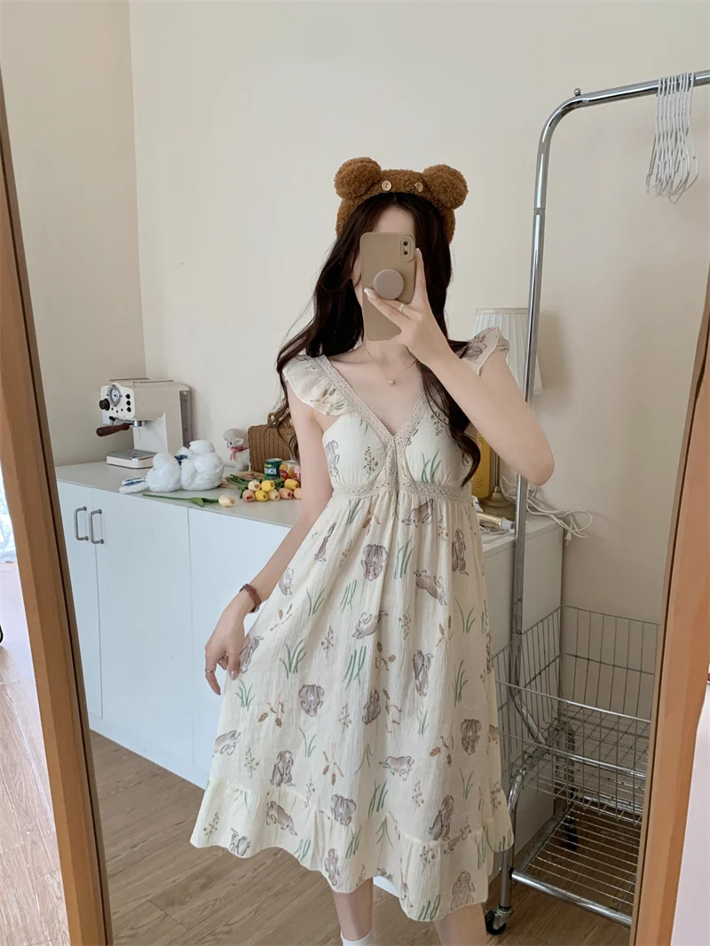 Summer Women's Spwear Set with Chest Pad V-ne Sweet ort Skirt Loose Lace orts Home Clothes Cotton Plant Floral
Summer Women's Spwear Set with Chest Pad V-ne Sweet ort Skirt Loose Lace orts Home Clothes Cotton Plant Floral