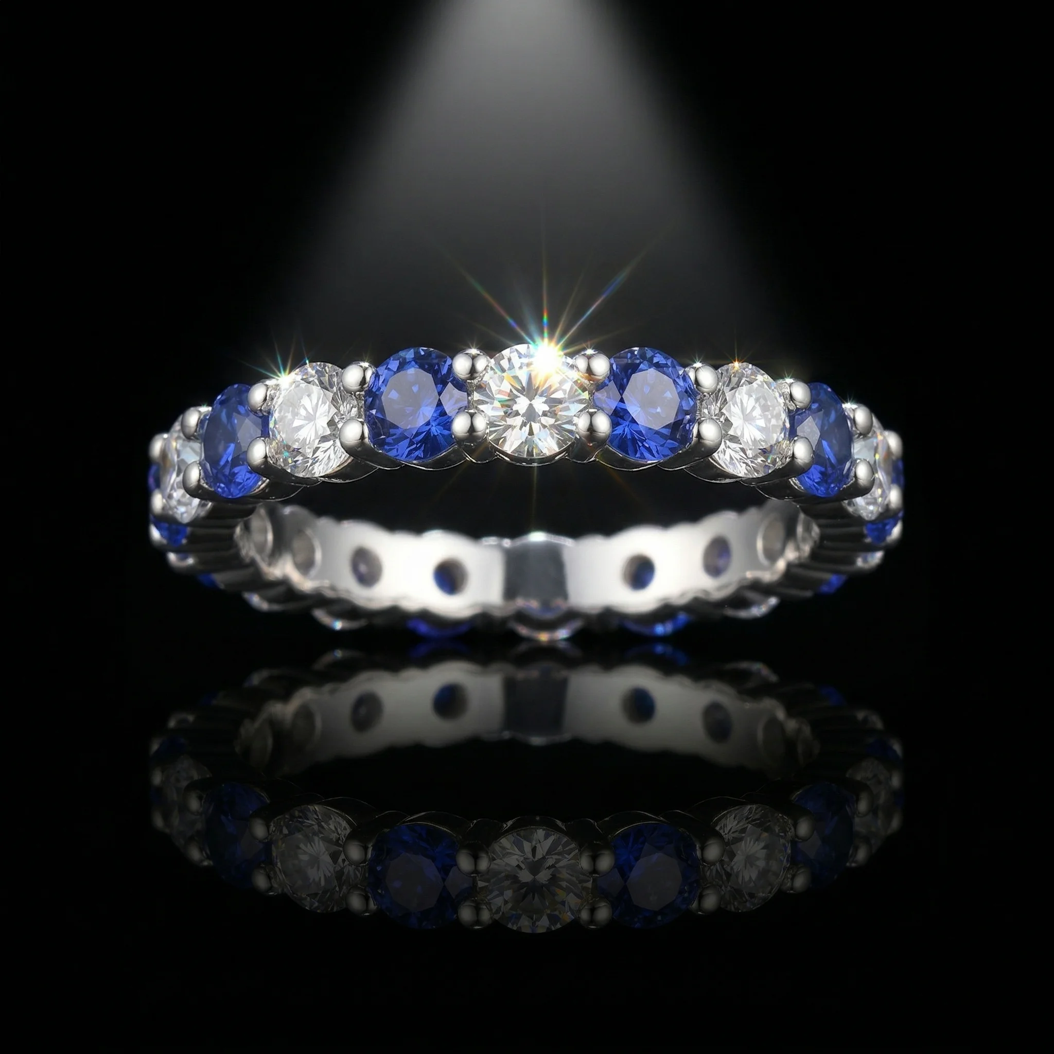 Moissanite Ring, 925 Sterling Silver, Lab Grown Sapphire & Moissanite Mixed, Full Pave, Jewelry Gift, Women's, With Certificate
Moissanite Ring, 925 Sterling Silver, Lab Grown Sapphire & Moissanite Mixed, Full Pave, Jewelry Gift, Women's, With Certificate