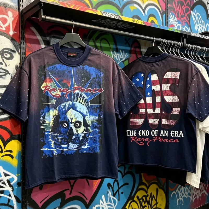 Hiphop Oversize RARE PEACE Tshirt Cotton Summer Crushed Diamond Patchwork Short Sleeve Men Women Distressed Graffiti Print Tops
Hiphop Oversize RARE PEACE Tshirt Cotton Summer Crushed Diamond Patchwork Short Sleeve Men Women Distressed Graffiti Print Tops