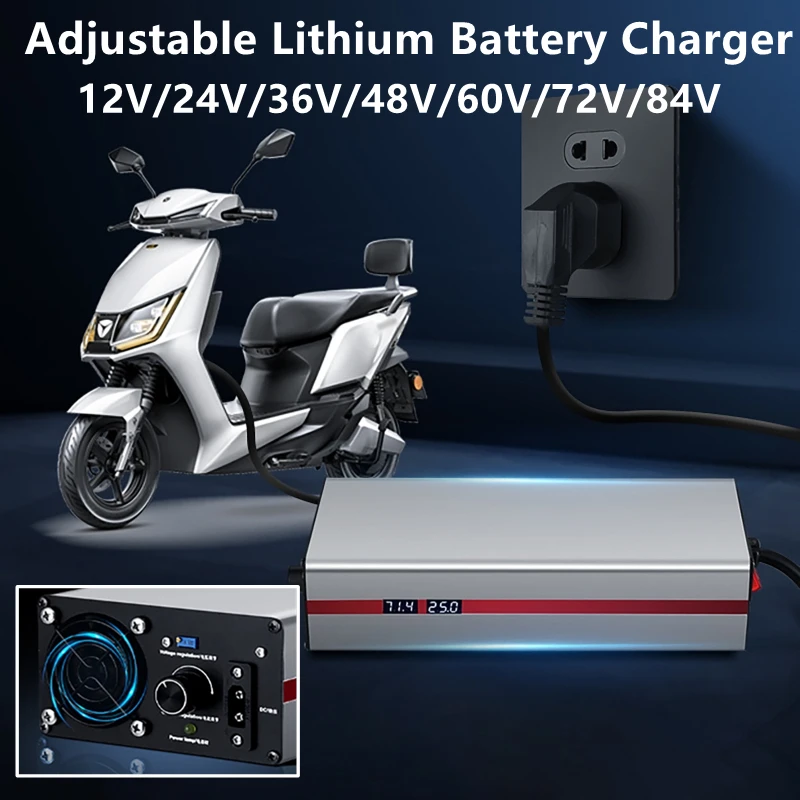 1A to 23A 25A12V to 84V 36V 48V 60V 72V 87.6V Li-ion Lifepo4 Lithium Battery Charger Voltage Curren Adjustable Fast Charge
1A to 23A 25A12V to 84V 36V 48V 60V 72V 87.6V Li-ion Lifepo4 Lithium Battery Charger Voltage Curren Adjustable Fast Charge