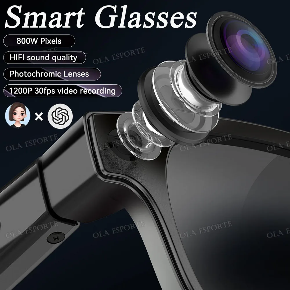 AI Smart Camera Glasses Bluetooth Multifunction Calling Voice Assistant Music Player Chat gpt Translation Photochromic glasses
AI Smart Camera Glasses Bluetooth Multifunction Calling Voice Assistant Music Player Chat gpt Translation Photochromic glasses