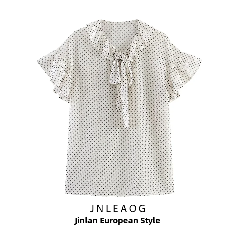 JNLEAOG Summer New Polka Dot Knot Decoration Fly Sleeve Shirt Women's Loose Fit Polyester Fiber Short Sleeve Blouse
JNLEAOG Summer New Polka Dot Knot Decoration Fly Sleeve Shirt Women's Loose Fit Polyester Fiber Short Sleeve Blouse