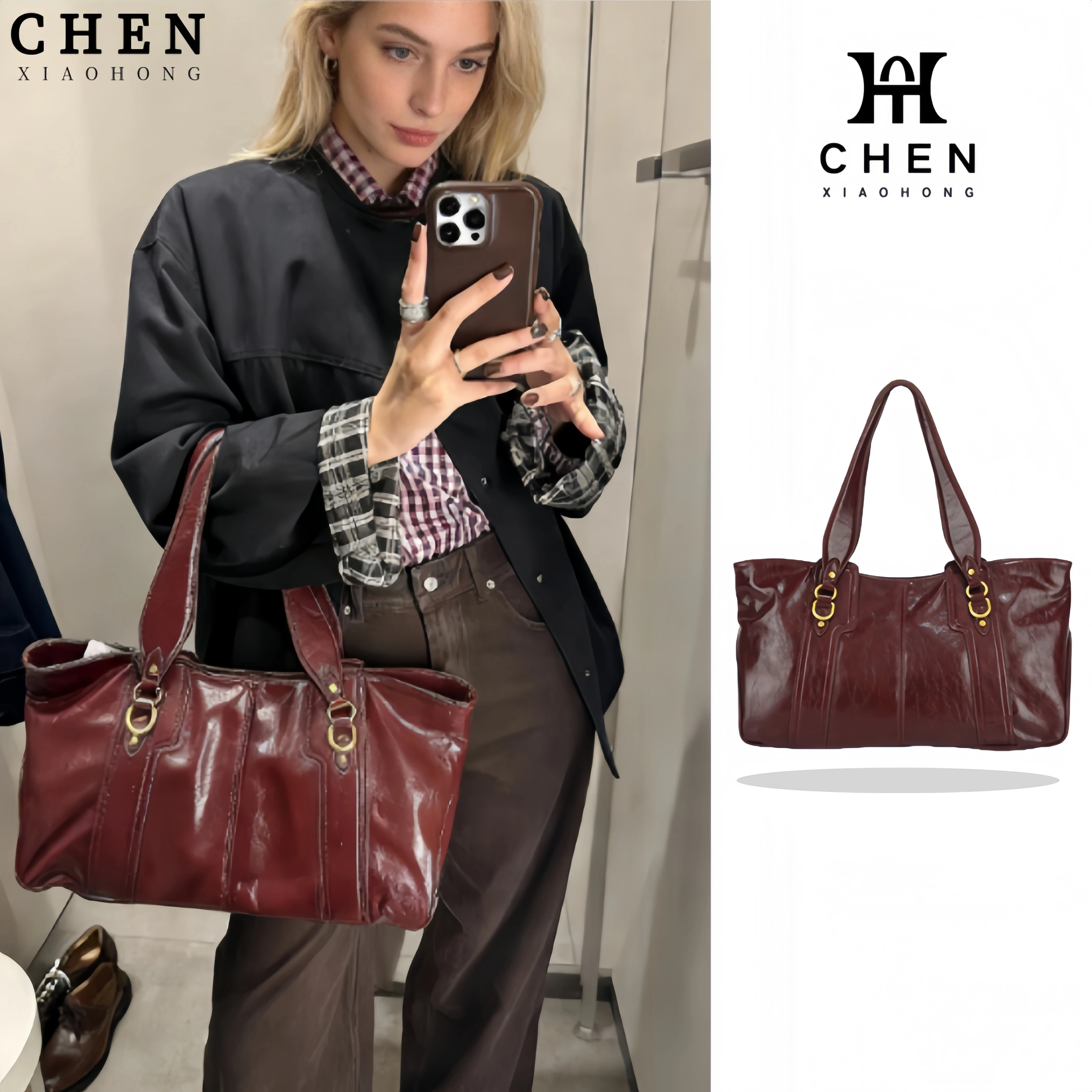 Vintage Waxed Leather Large Tote Bag, Multi-Purpose Commuter Shoulder Bag for Autumn Winter
Vintage Waxed Leather Large Tote Bag, Multi-Purpose Commuter Shoulder Bag for Autumn Winter