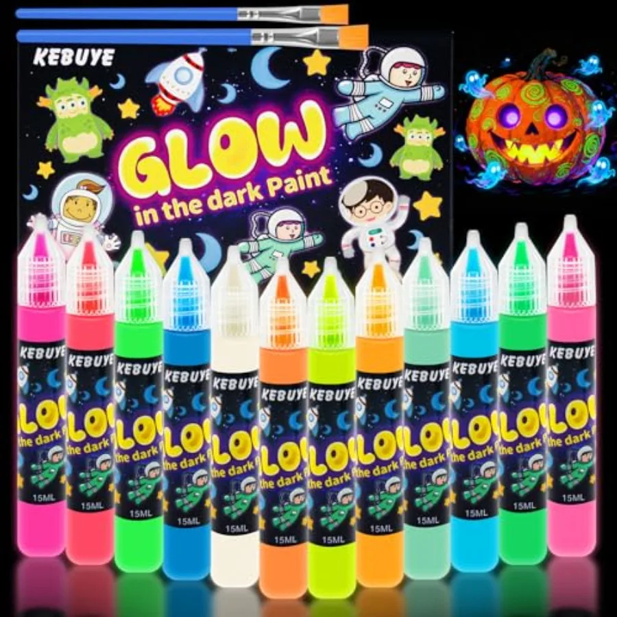 Glow in the Dark Acrylic Paint - Set of 12 Colors, Uv Reactive Blacklight Paints for Painting Outdoor and Indoor Decoration - F
Glow in the Dark Acrylic Paint - Set of 12 Colors, Uv Reactive Blacklight Paints for Painting Outdoor and Indoor Decoration - F