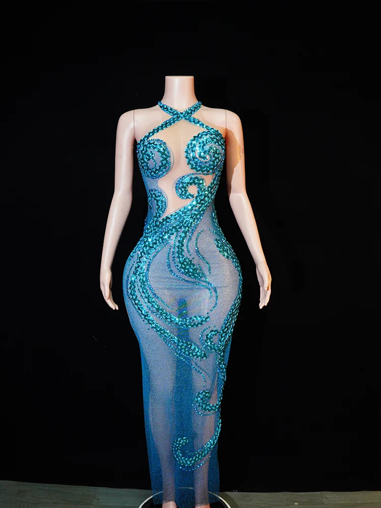 New Shiny Diamond Sequin Sleeveless Mesh Transparent Dress For Women Birthday Dinner Celebration Party Stage Performance Clothin
New Shiny Diamond Sequin Sleeveless Mesh Transparent Dress For Women Birthday Dinner Celebration Party Stage Performance Clothin