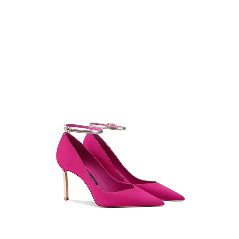 Spring pointed shallow mouth suede leather buckle with metal thin heel women's shoes banquet large size small size high heels
Spring pointed shallow mouth suede leather buckle with metal thin heel women's shoes banquet large size small size high heels