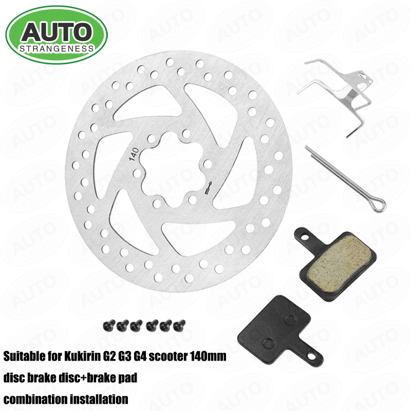Complete brake repair kit for Kukirin G2/G3/G4 e-scooter, 140mm stainless steel disc rotor + semi-metal brake pads with mounting
Complete brake repair kit for Kukirin G2/G3/G4 e-scooter, 140mm stainless steel disc rotor + semi-metal brake pads with mounting