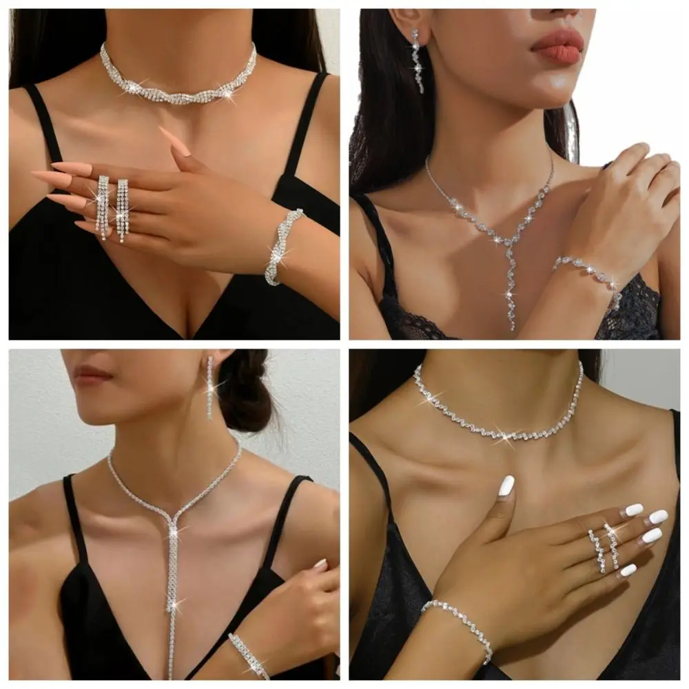 Korean Style Wedding Bride Jewelry Sets Neckchain Earrings Sparkling Jewelry Set Necklace Geometric Rhinestone Tassel Earring
Korean Style Wedding Bride Jewelry Sets Neckchain Earrings Sparkling Jewelry Set Necklace Geometric Rhinestone Tassel Earring