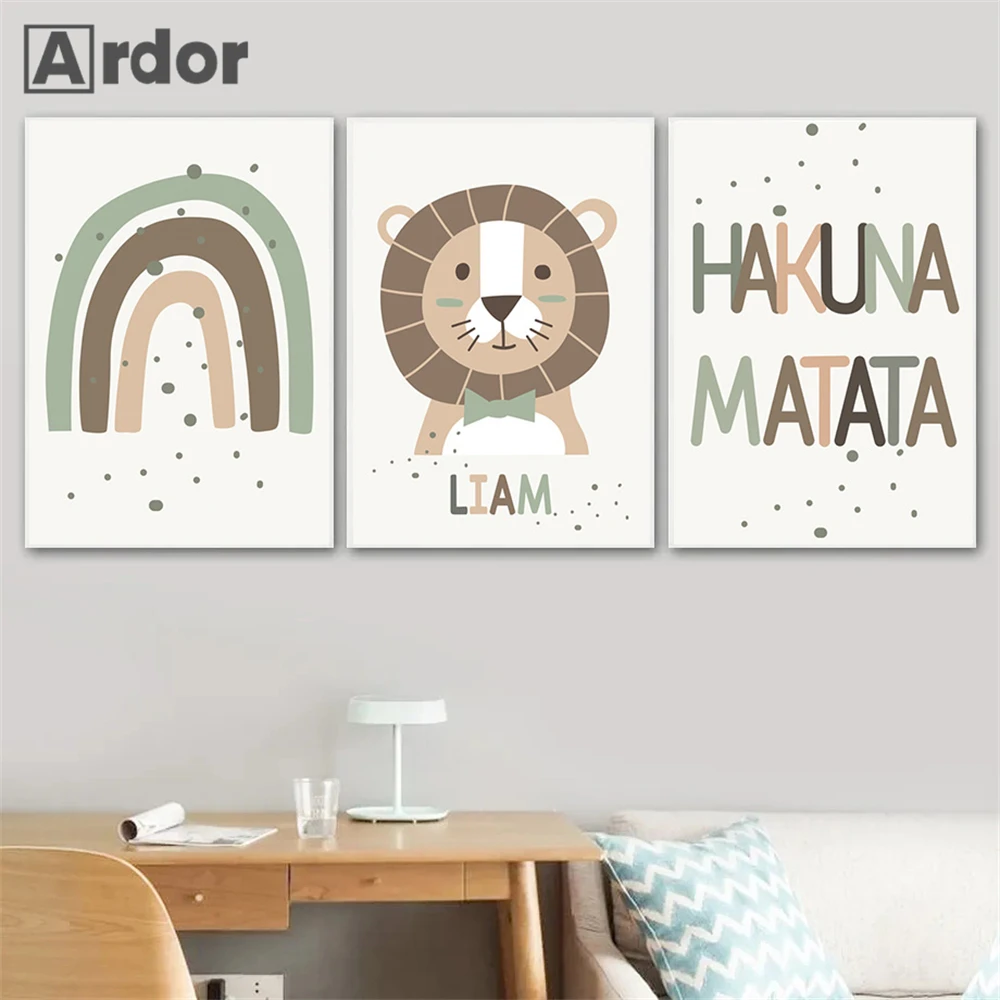 KAKUNA MATATA Rainbow Painting Poster Custom Name Canvas Print Lion Wall Art Posters Nursery Wall Pictures Baby Kids Room Decor
KAKUNA MATATA Rainbow Painting Poster Custom Name Canvas Print Lion Wall Art Posters Nursery Wall Pictures Baby Kids Room Decor