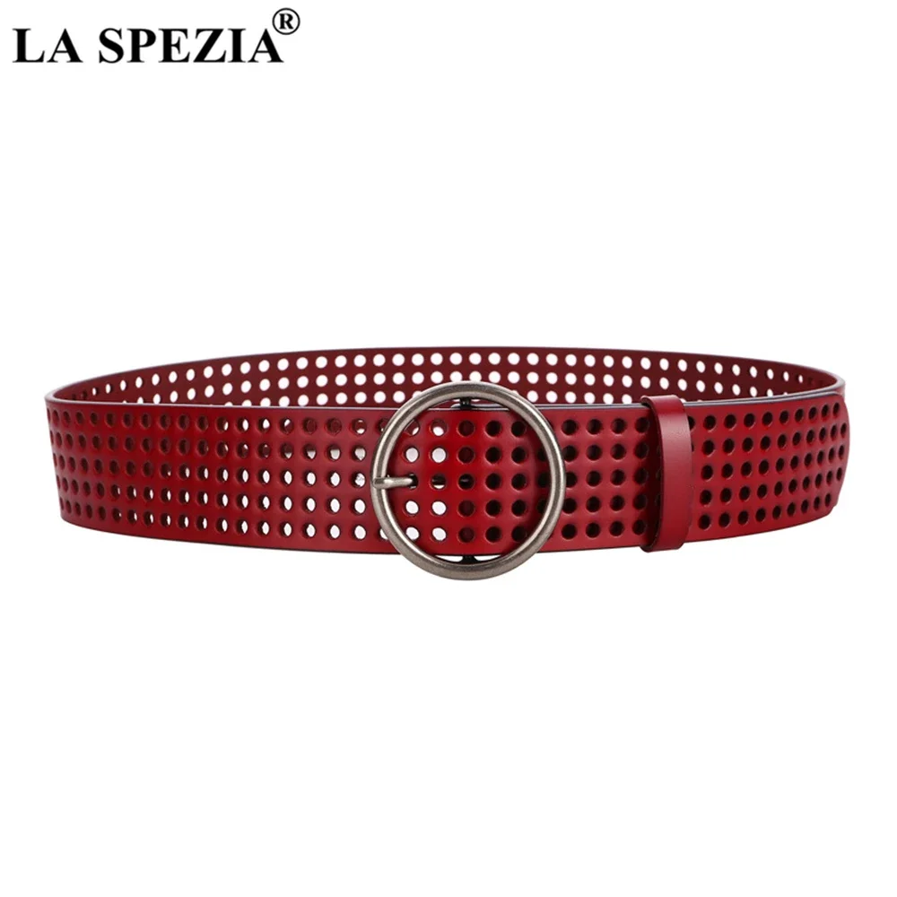 LA SPEZIA Red Ladies Belt for Dress Hollow Out Leather Wide Waist Belt Round Buckle Solid Black Fashion Women Belt Many Holes
LA SPEZIA Red Ladies Belt for Dress Hollow Out Leather Wide Waist Belt Round Buckle Solid Black Fashion Women Belt Many Holes
