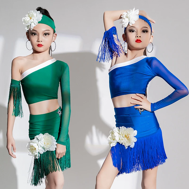 Children'S Latin Dance Costume Girls Single Sleeves Top Fringed Skirts Chacha Samba Ballroom Dance Competition Wear SL8178
Children'S Latin Dance Costume Girls Single Sleeves Top Fringed Skirts Chacha Samba Ballroom Dance Competition Wear SL8178