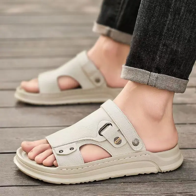 Man's Leather Dual Purpose Outdoor Beach Sandals Slippers Summer New Open Toe Flat Sole Non Slip Lightweight Driving Sandals
Man's Leather Dual Purpose Outdoor Beach Sandals Slippers Summer New Open Toe Flat Sole Non Slip Lightweight Driving Sandals
