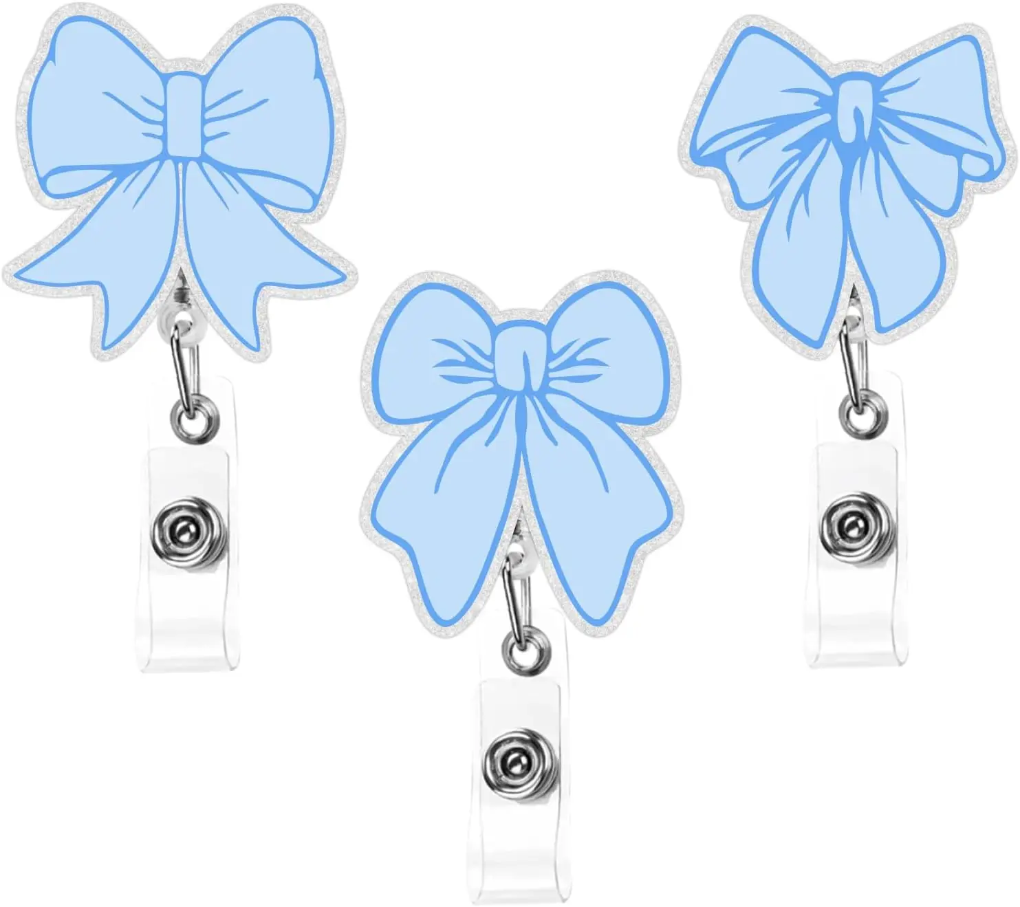 3Pcs Blue Bow Badge Reel for ID Card Badge, Glitter Swivel and Retractable Cord for Nursing Student, Teacher and Office Workers
3Pcs Blue Bow Badge Reel for ID Card Badge, Glitter Swivel and Retractable Cord for Nursing Student, Teacher and Office Workers