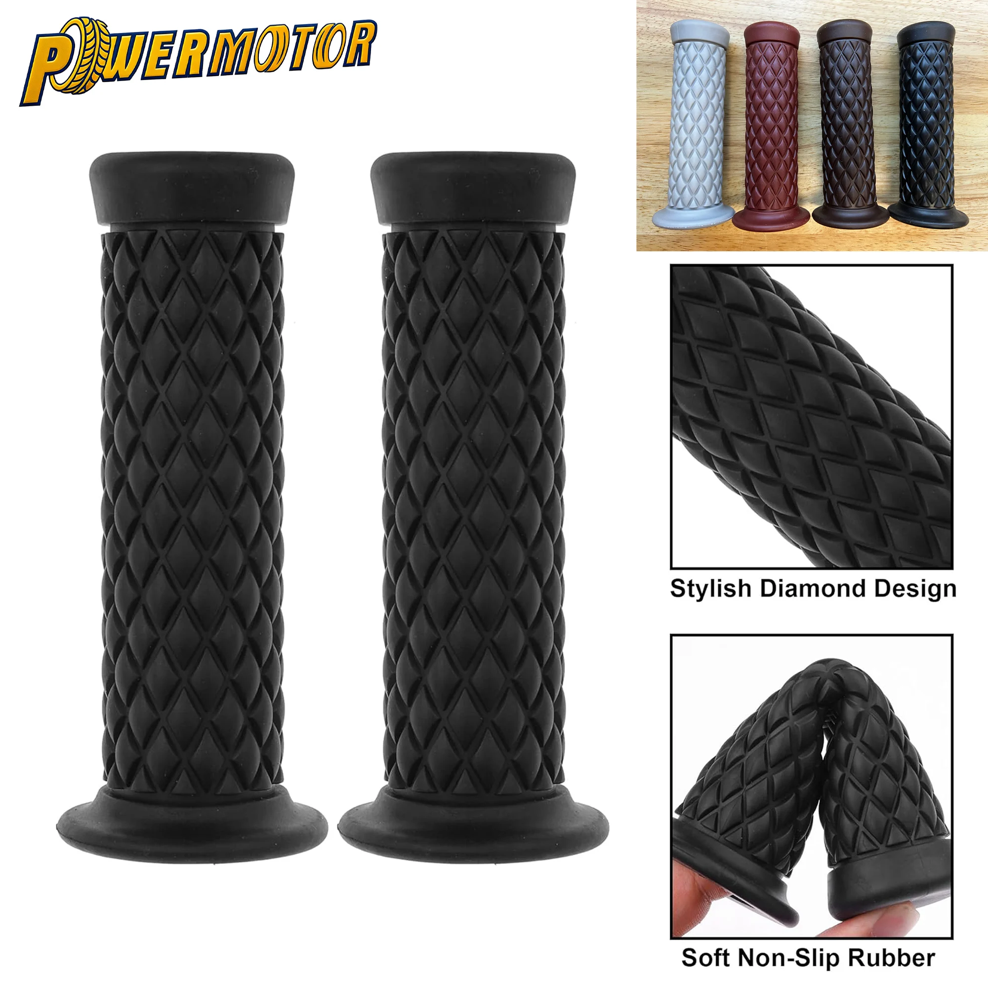 Motorcycle Diamond Handle Grips Vintage Cafe Racer 7/8" 22mm Handlebar Grip Rubber For Honda CG125 CB400 KTM Duke SMC R Kawasaki
Motorcycle Diamond Handle Grips Vintage Cafe Racer 7/8" 22mm Handlebar Grip Rubber For Honda CG125 CB400 KTM Duke SMC R Kawasaki