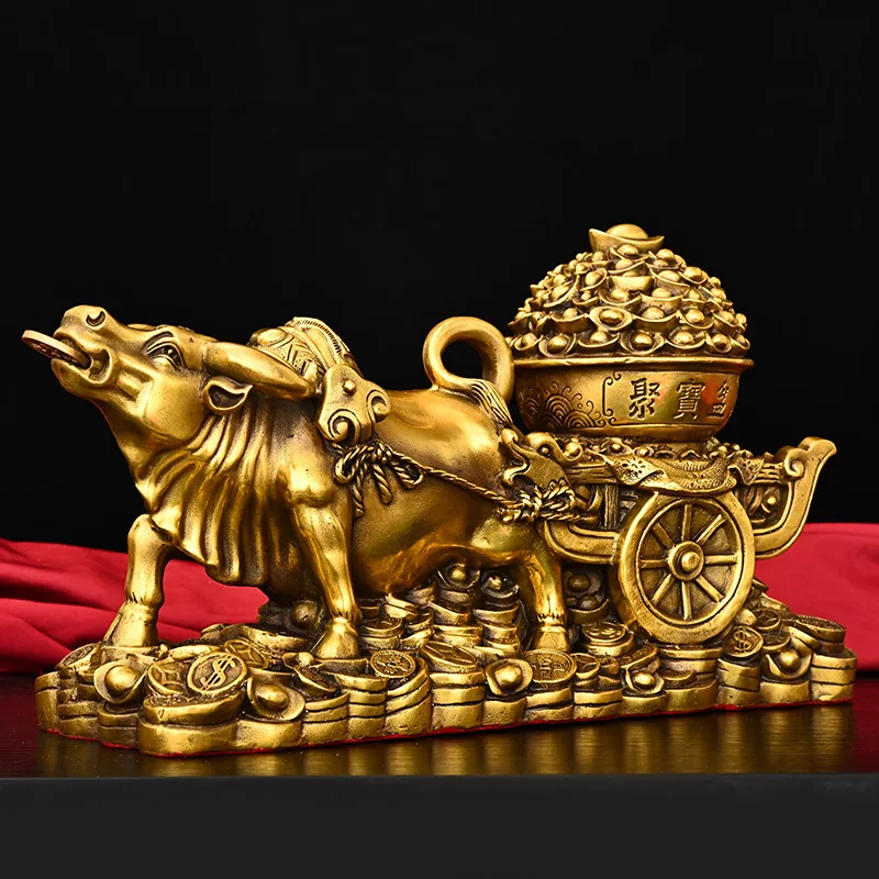 Brass Golden Ox Ornament, Copper Ox Pulling the Treasure Basin, Home and Office Desktop Decoration Gift Craft
Brass Golden Ox Ornament, Copper Ox Pulling the Treasure Basin, Home and Office Desktop Decoration Gift Craft