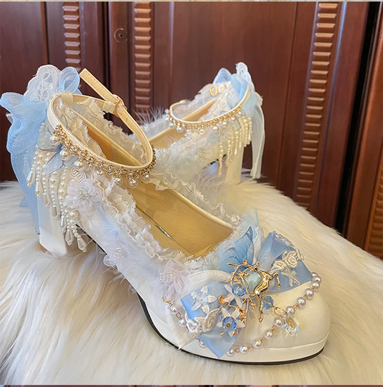 Women Block High Heel Girl Pearl Lace Shoes Wedding Buckle Cute Bead Decor Sandals Ladies Dress Sweet Round Toe Mary Jane Shoes
Women Block High Heel Girl Pearl Lace Shoes Wedding Buckle Cute Bead Decor Sandals Ladies Dress Sweet Round Toe Mary Jane Shoes