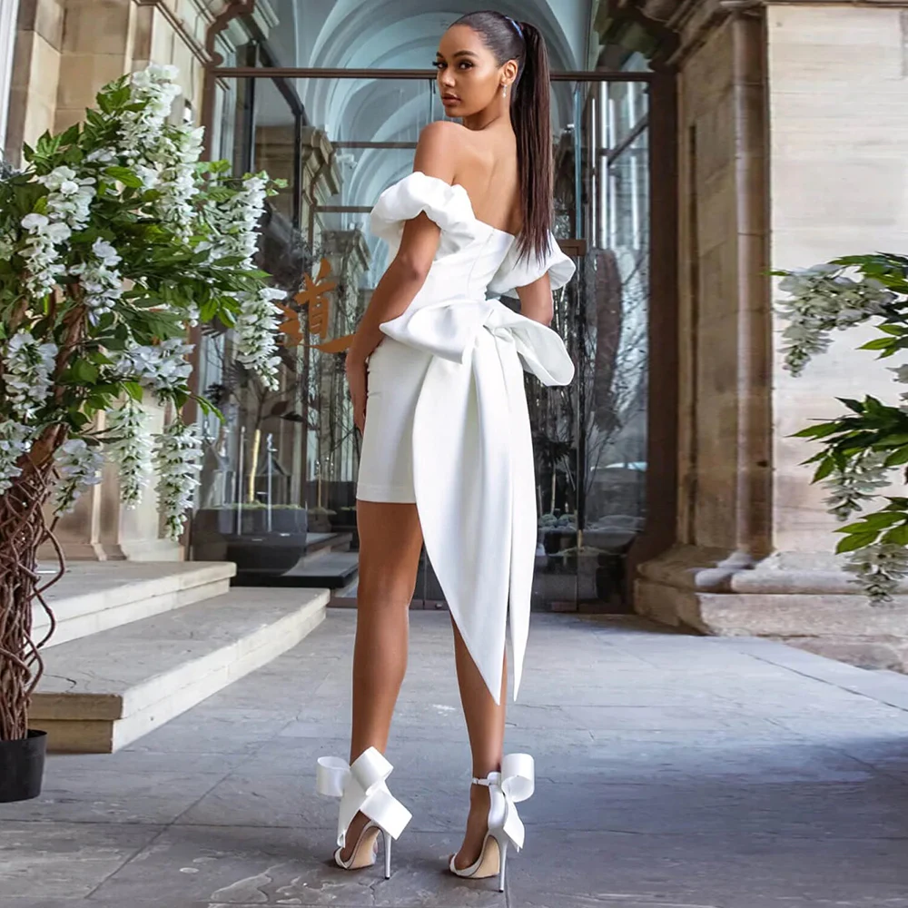 Elegant Civil Wedding Dresses Mini 2024 Jersey Sheath/Column Party Dress White Strapless Bow Anniversary Prom Gown Short
Elegant Civil Wedding Dresses Mini 2024 Jersey Sheath/Column Party Dress White Strapless Bow Anniversary Prom Gown Short
