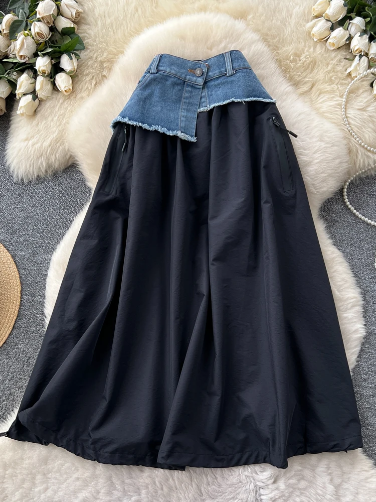 Casual High Waist Denim Patchwork Skirt Women's Spring Summer A-Line Midi Skirt Loose Fit Ci Commute Polyester Fiber
Casual High Waist Denim Patchwork Skirt Women's Spring Summer A-Line Midi Skirt Loose Fit Ci Commute Polyester Fiber