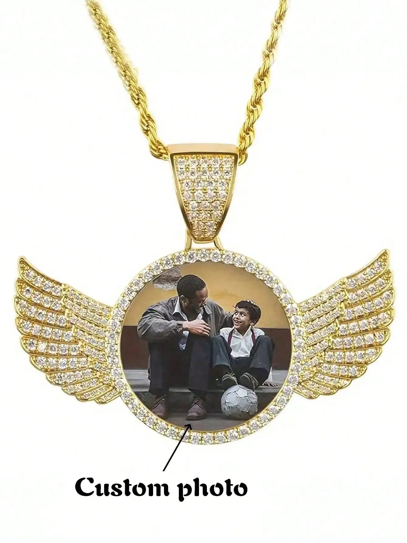 Кулон с фотографией на заказ в виде ангельских крыльев, персонализированное украшение в стиле хип-хоп, подарок для пар, семьи, друзей
Кулон с фотографией на заказ в виде ангельских крыльев, персонализированное украшение в стиле хип-хоп, подарок для пар, семьи, друзей