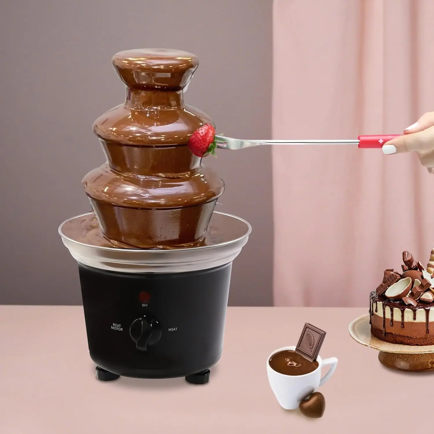 1lb Chocolate Fountain, 3-Tier Party Fountain with Fruit Plate, Chocolate Fondue Fountain for Christmas Birthday Party, 120V 40W
1lb Chocolate Fountain, 3-Tier Party Fountain with Fruit Plate, Chocolate Fondue Fountain for Christmas Birthday Party, 120V 40W