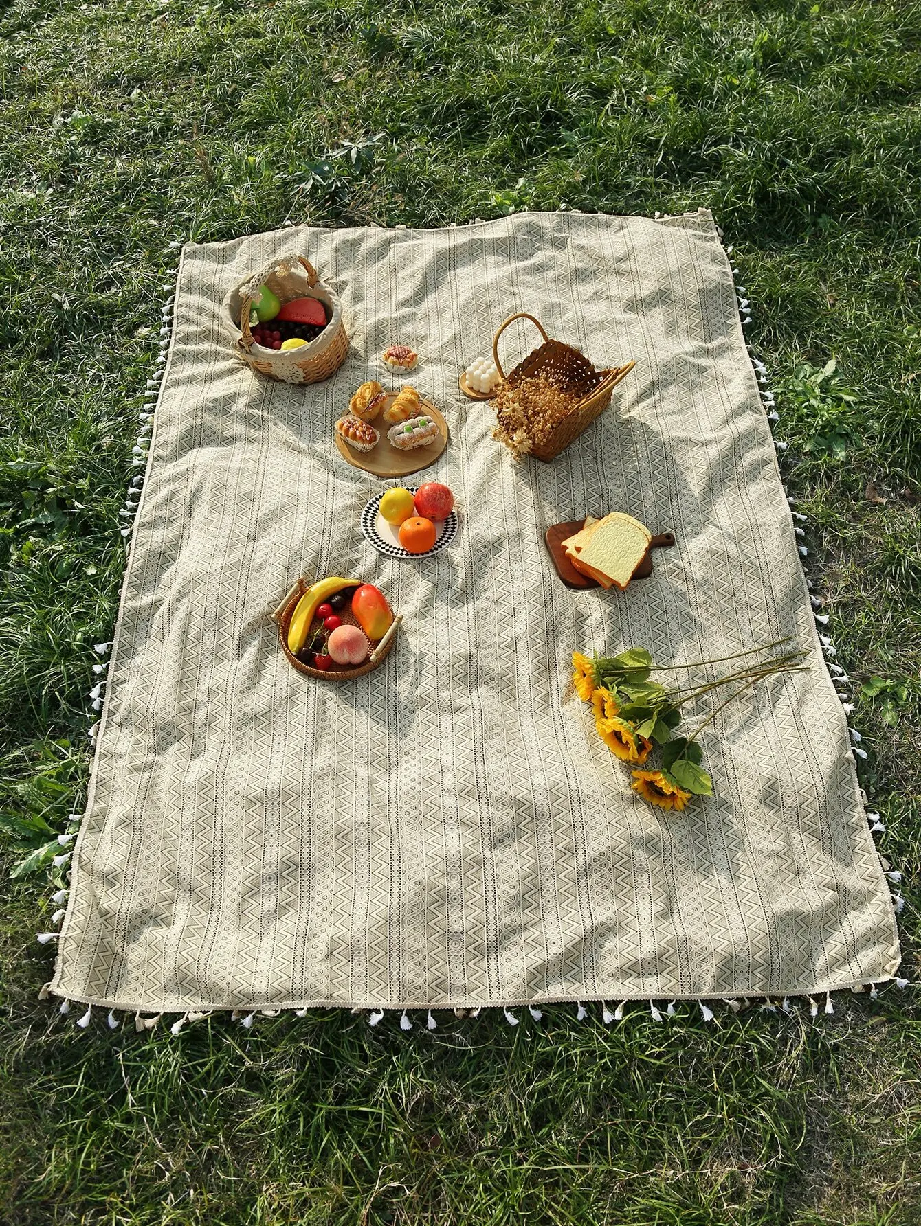 1pc Beige Color Lace Trimmed Wave Edge Picnic Blanket With Tassels
1pc Beige Color Lace Trimmed Wave Edge Picnic Blanket With Tassels