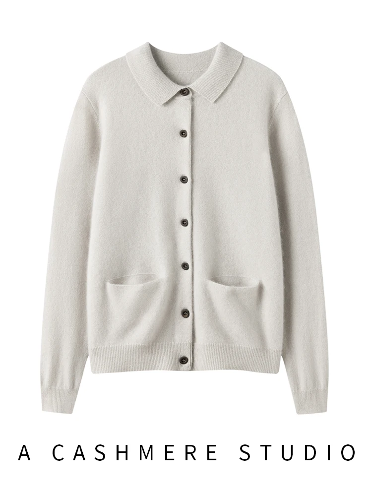 Women Cashmere Sweater Polo Collar T-shirt Style Cardigan Autumn Winter 100% Cashmere Knitwear Invisible Pockets Simple Clothing
Women Cashmere Sweater Polo Collar T-shirt Style Cardigan Autumn Winter 100% Cashmere Knitwear Invisible Pockets Simple Clothing